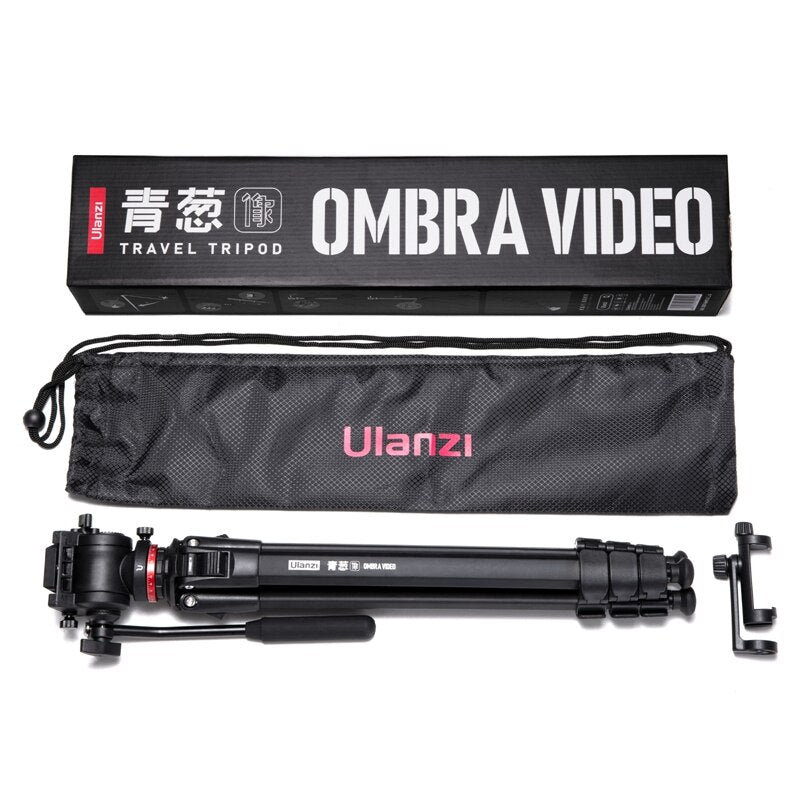 Ulanzi MT-56 OMBRA VIDEO Travel Tripod With Fluid Drag Pan Ball Head Metal Outdoor Smartphone DSLR Camera Tripod Monopod