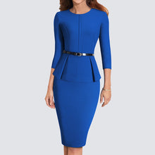 Load image into Gallery viewer, New Arrival Autumn Formal Peplum Office Lady Dress Elegant Sheath Bodycon Work Business Pencil Dress

