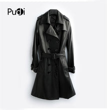 Load image into Gallery viewer, PUDI New Women Dress Style Genuine Sheep Leather Coat Lady Simple Style Jacket Fall/winter Trench Coat CT947
