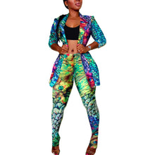 Load image into Gallery viewer, Winter Women&#39;s Full Sleeve Print Full Sleeve Blazers + Pants Suit Two Piece Set
