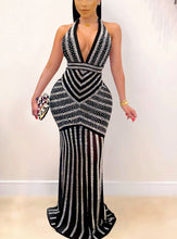 Load image into Gallery viewer, Beyprern Beautiful Crystal Studded Party Dress Gown Sparkle Backless Sequins Bodycon Maxi Dresses Chirstmas Outfits Clubwear
