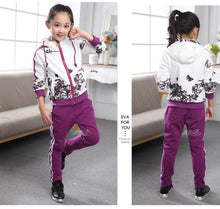 Load image into Gallery viewer, Girl&#39;s Jacket Floral Hoodies/Pants Tracksuit Sets For Girls
