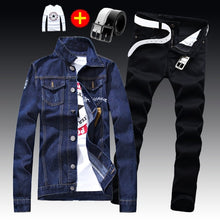 Load image into Gallery viewer, 2020 Spring Autumn Mens Slim Fit Denim Jacket Pants Long Sleeve Coat Casual 2 Pieces Set Buttons Front
