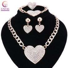 Load image into Gallery viewer, Women&#39;s Heart Crystal Chokers Necklace/Earring/Bracelet/Ring Jewelry Sets For Bridal Party.
