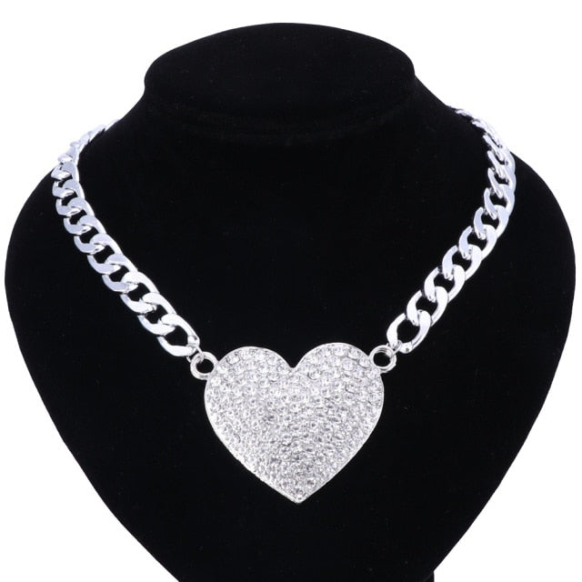 Women's Heart Crystal Chokers Necklace/Earring/Bracelet/Ring Jewelry Sets For Bridal Party.