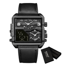 Load image into Gallery viewer, Top Brand Luxury Fashion Gold Stainless Steel Sport Square Digital Analog Big Quartz Watch for Men
