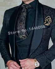 Load image into Gallery viewer, Men&#39;s 3-Piece Wedding Suits. Italian Custom Design Smoking Tuxedo Jacket
