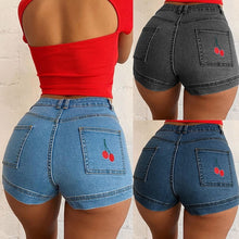 Load image into Gallery viewer, Jeans Shorts Women 2021 Fashion Cherry Embroidery Summer Skinny High Waist Short Jeans Women&#39;s Casual Slim Fit Denim Shorts
