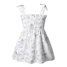 Load image into Gallery viewer, 1-7 Years Girl&#39;s Summer Sleeveless Strap Princess Dress. Cotton Flower Print Children Casual Sundress
