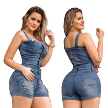 Load image into Gallery viewer, Slim Sleeveless Denim Jeans Jumpsuit Shorts for Women
